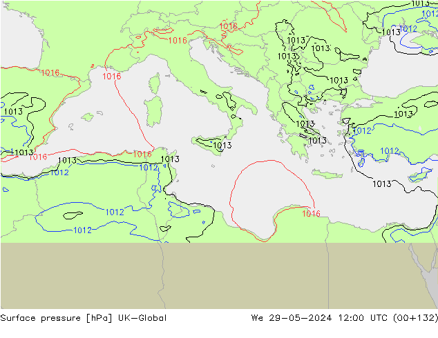 Surface pressure UK-Global We 29.05.2024 12 UTC