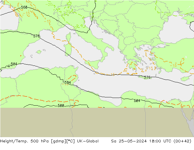 Height/Temp. 500 hPa UK-Global Sa 25.05.2024 18 UTC