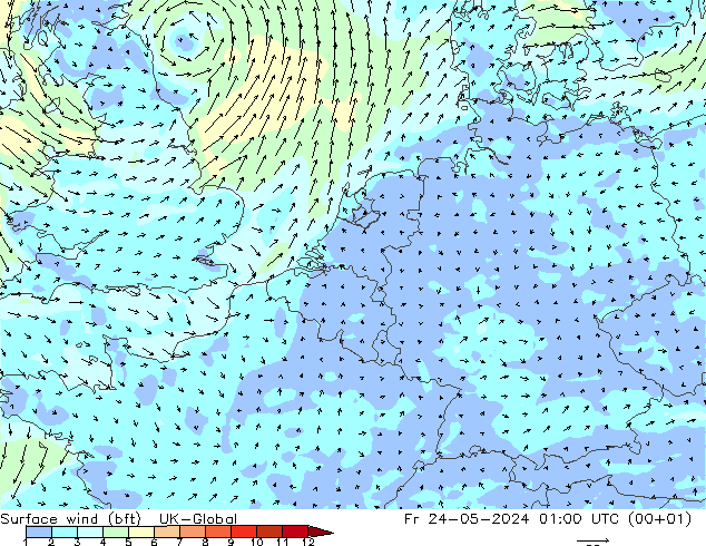 Bodenwind (bft) UK-Global Fr 24.05.2024 01 UTC