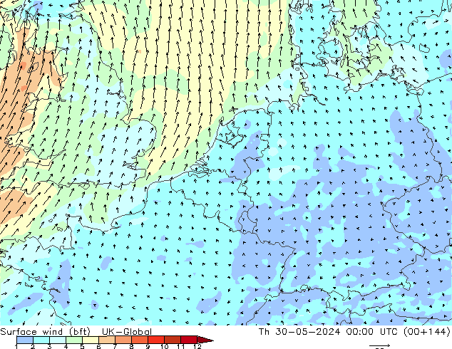  10 m (bft) UK-Global  30.05.2024 00 UTC