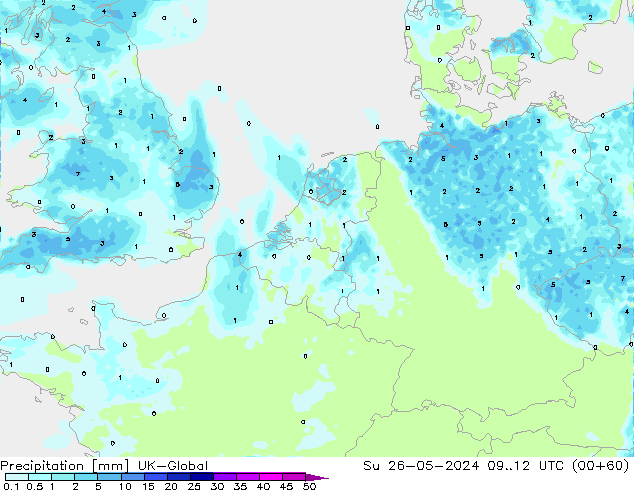 Precipitación UK-Global dom 26.05.2024 12 UTC