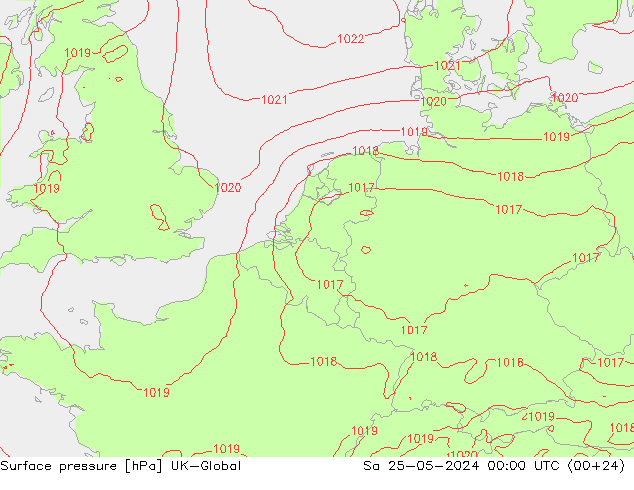 Surface pressure UK-Global Sa 25.05.2024 00 UTC