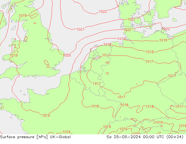 Atmosférický tlak UK-Global So 25.05.2024 00 UTC