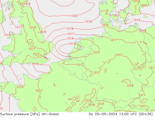 Surface pressure UK-Global Sa 25.05.2024 12 UTC