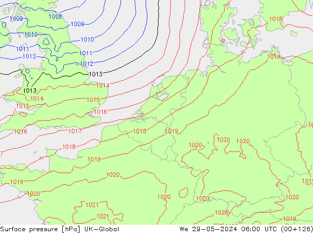 Yer basıncı UK-Global Çar 29.05.2024 06 UTC