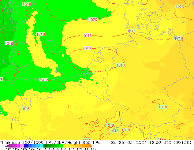 Thck 850-1000 hPa UK-Global Sáb 25.05.2024 12 UTC