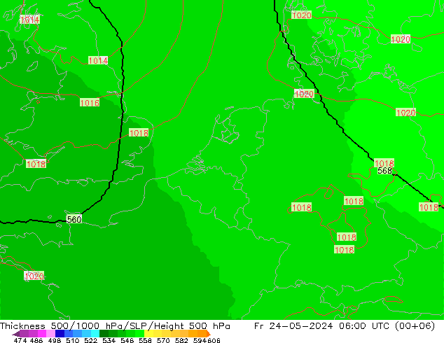 Dikte 500-1000hPa UK-Global vr 24.05.2024 06 UTC