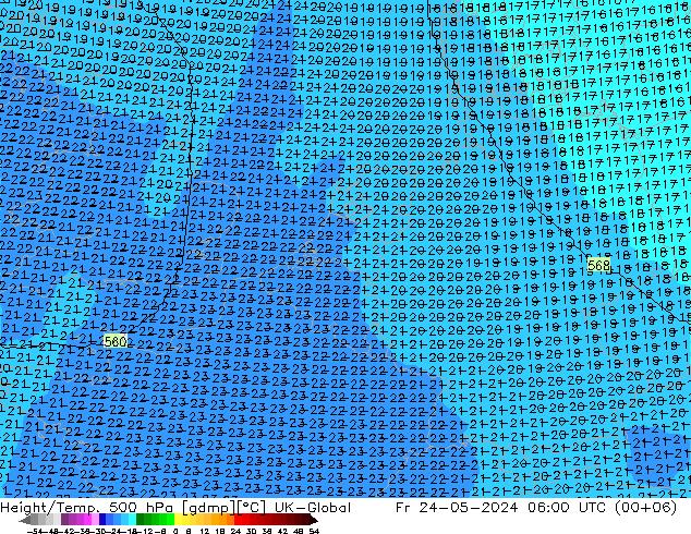 Height/Temp. 500 hPa UK-Global Sex 24.05.2024 06 UTC