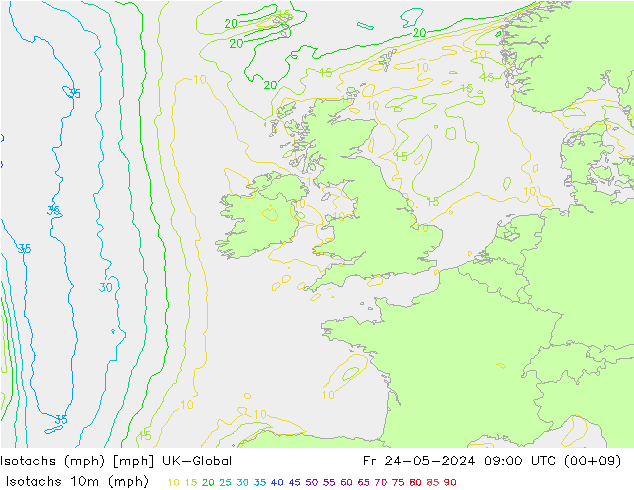 Izotacha (mph) UK-Global pt. 24.05.2024 09 UTC
