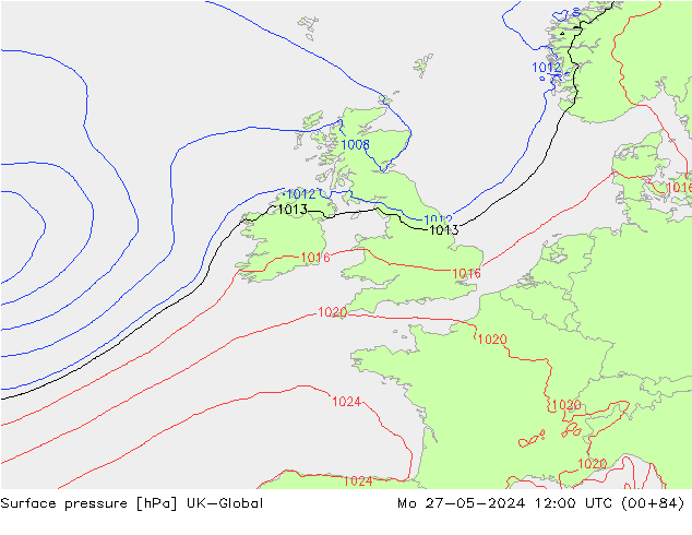 pression de l'air UK-Global lun 27.05.2024 12 UTC