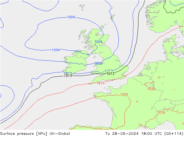 Presión superficial UK-Global mar 28.05.2024 18 UTC