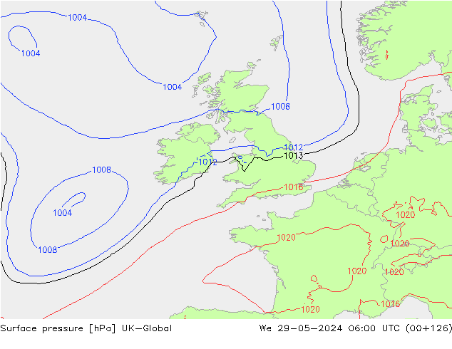 Luchtdruk (Grond) UK-Global wo 29.05.2024 06 UTC