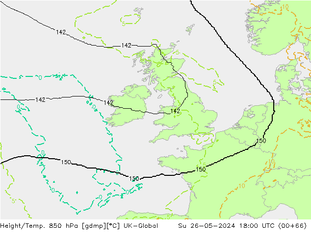 Height/Temp. 850 hPa UK-Global Su 26.05.2024 18 UTC