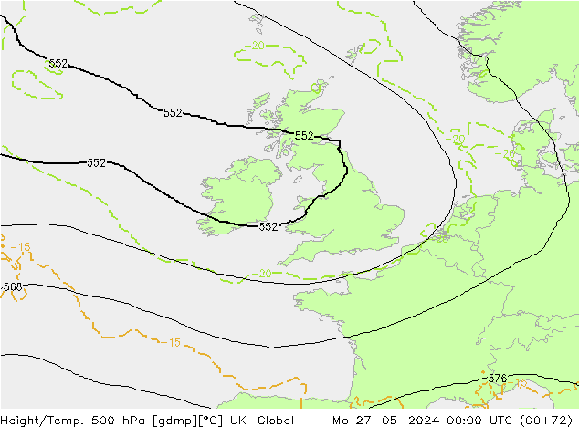 Height/Temp. 500 hPa UK-Global Po 27.05.2024 00 UTC