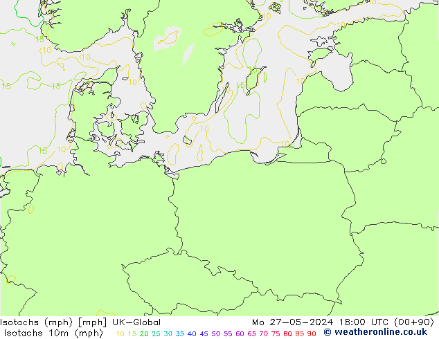 Isotachs (mph) UK-Global пн 27.05.2024 18 UTC