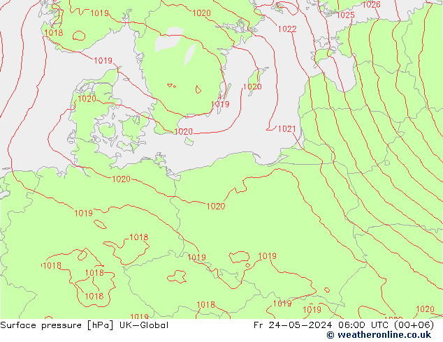 Surface pressure UK-Global Fr 24.05.2024 06 UTC