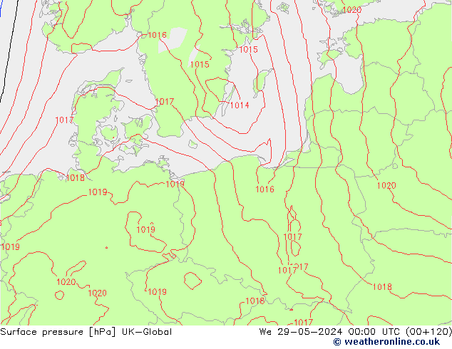 pressão do solo UK-Global Qua 29.05.2024 00 UTC