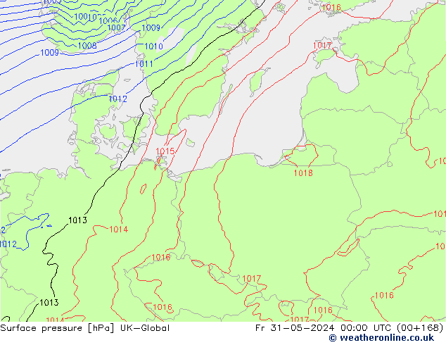 приземное давление UK-Global пт 31.05.2024 00 UTC