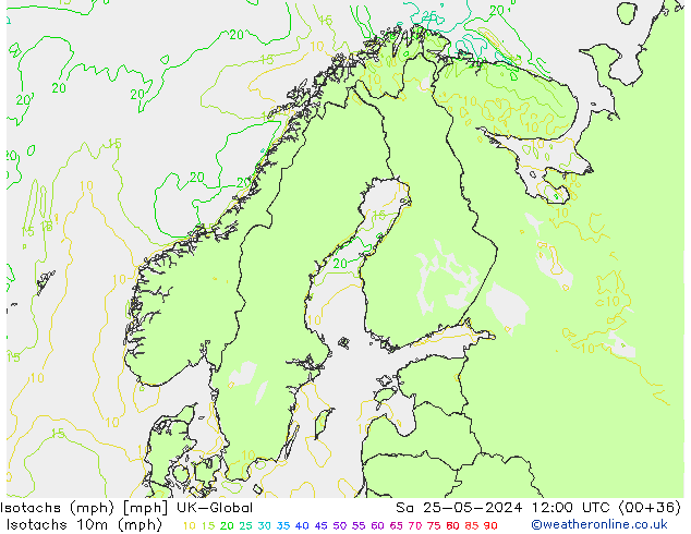 Isotaca (mph) UK-Global sáb 25.05.2024 12 UTC