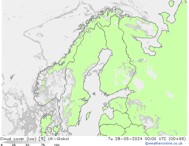 Bewolking (Laag) UK-Global di 28.05.2024 00 UTC