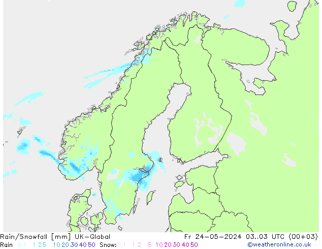 Regen/Schneefall UK-Global Fr 24.05.2024 03 UTC