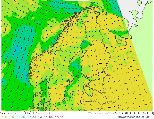 ветер 10 m UK-Global ср 29.05.2024 18 UTC