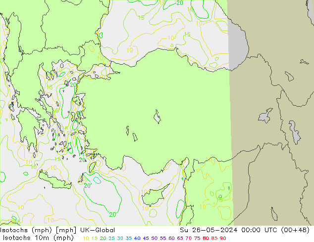 Isotachs (mph) UK-Global Ne 26.05.2024 00 UTC