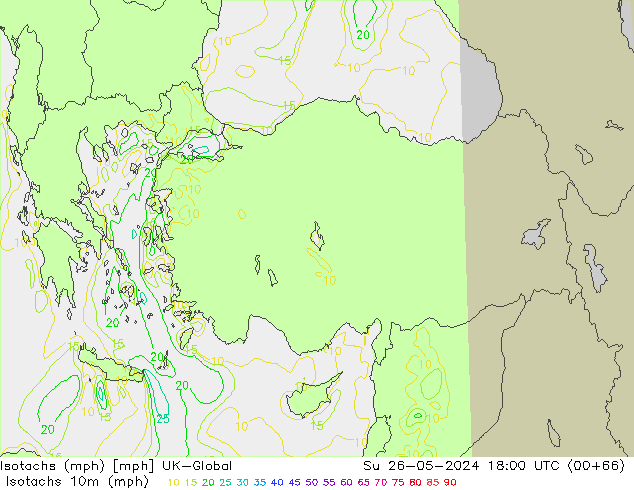 Isotachs (mph) UK-Global  26.05.2024 18 UTC