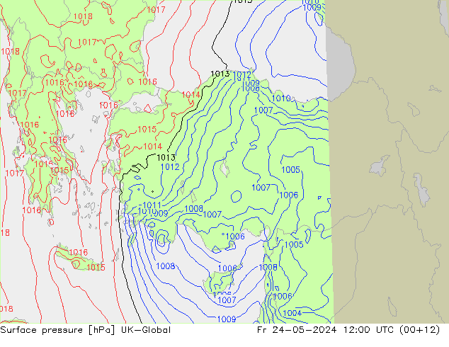 Atmosférický tlak UK-Global Pá 24.05.2024 12 UTC