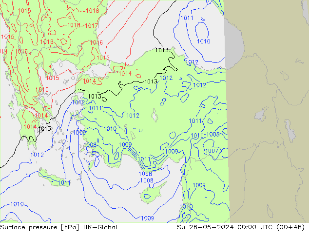 Surface pressure UK-Global Su 26.05.2024 00 UTC