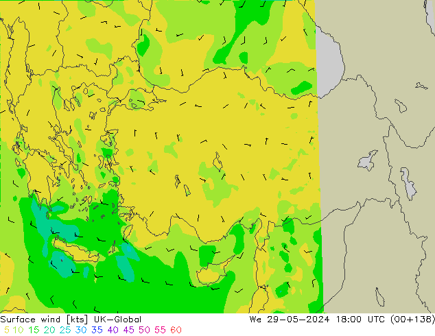 Viento 10 m UK-Global mié 29.05.2024 18 UTC