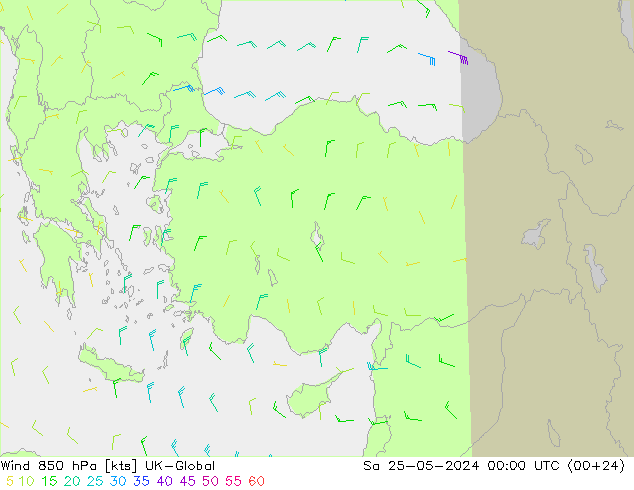 Wind 850 hPa UK-Global Sa 25.05.2024 00 UTC