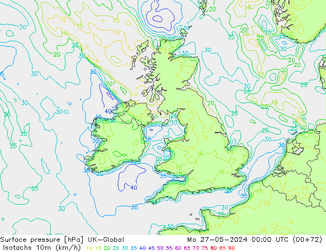 Isotachen (km/h) UK-Global ma 27.05.2024 00 UTC