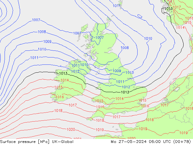 pressão do solo UK-Global Seg 27.05.2024 06 UTC