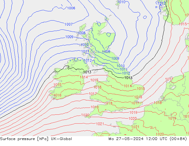 Pressione al suolo UK-Global lun 27.05.2024 12 UTC