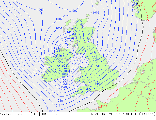 Luchtdruk (Grond) UK-Global do 30.05.2024 00 UTC