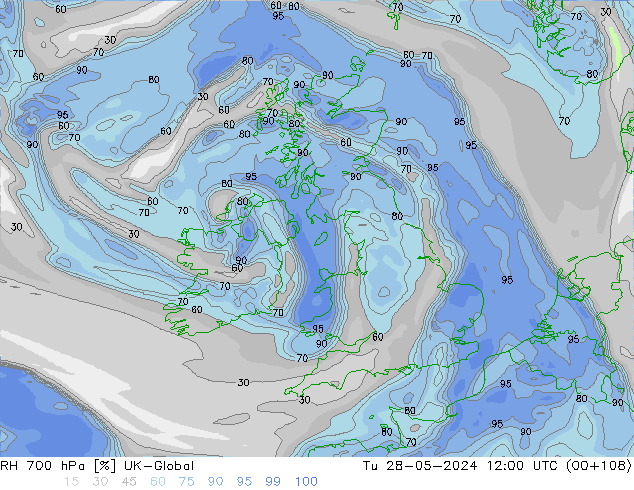 RH 700 hPa UK-Global Tu 28.05.2024 12 UTC