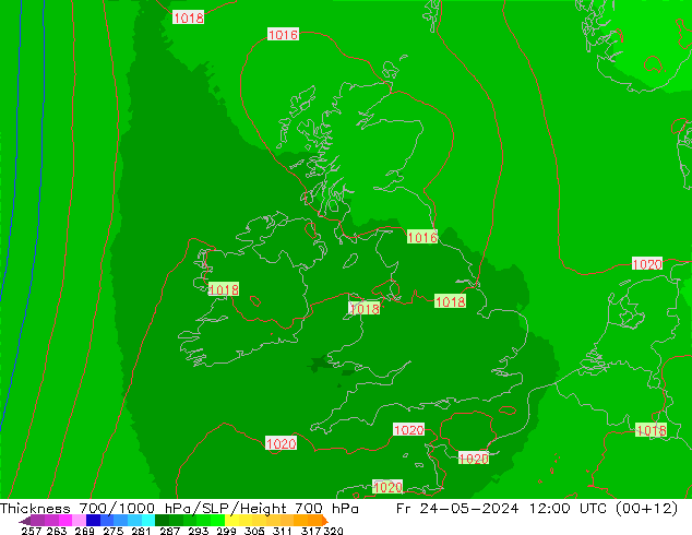 Thck 700-1000 hPa UK-Global ven 24.05.2024 12 UTC