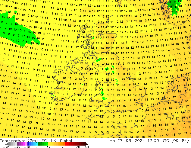 Temperatura (2m) UK-Global lun 27.05.2024 12 UTC