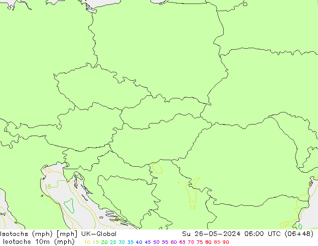 Isotachs (mph) UK-Global Su 26.05.2024 06 UTC