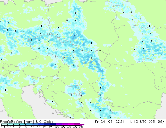 Precipitazione UK-Global ven 24.05.2024 12 UTC