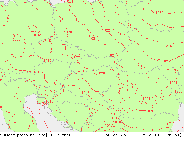 pression de l'air UK-Global dim 26.05.2024 09 UTC