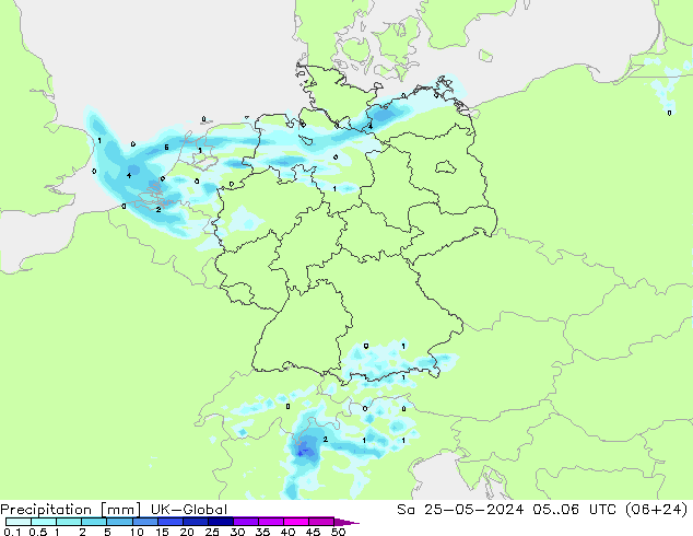 Niederschlag UK-Global Sa 25.05.2024 06 UTC