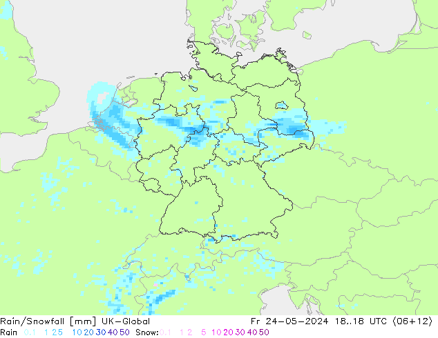 Rain/Snowfall UK-Global пт 24.05.2024 18 UTC