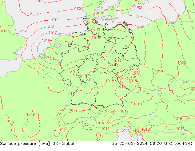 pression de l'air UK-Global sam 25.05.2024 06 UTC