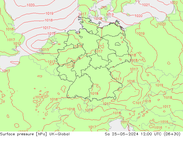 Surface pressure UK-Global Sa 25.05.2024 12 UTC