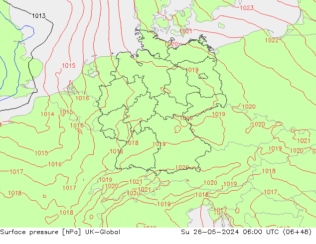 pression de l'air UK-Global dim 26.05.2024 06 UTC