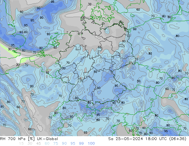 RH 700 hPa UK-Global so. 25.05.2024 18 UTC