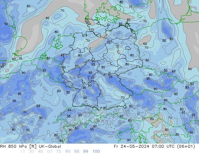 RH 850 hPa UK-Global pt. 24.05.2024 07 UTC