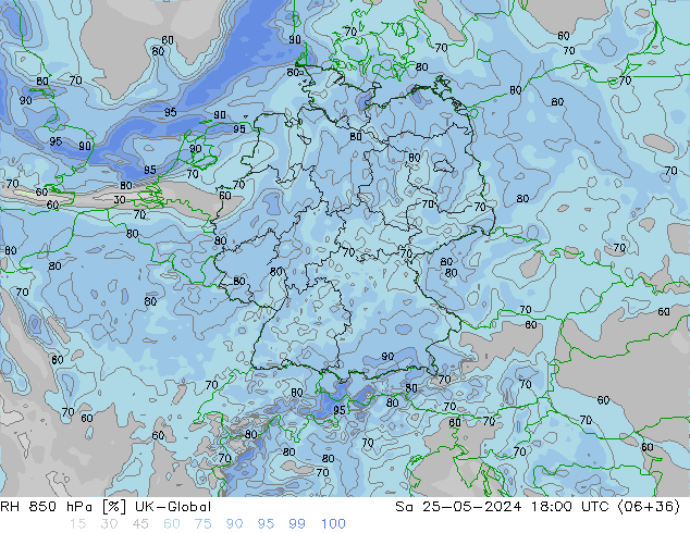 RH 850 hPa UK-Global Sa 25.05.2024 18 UTC